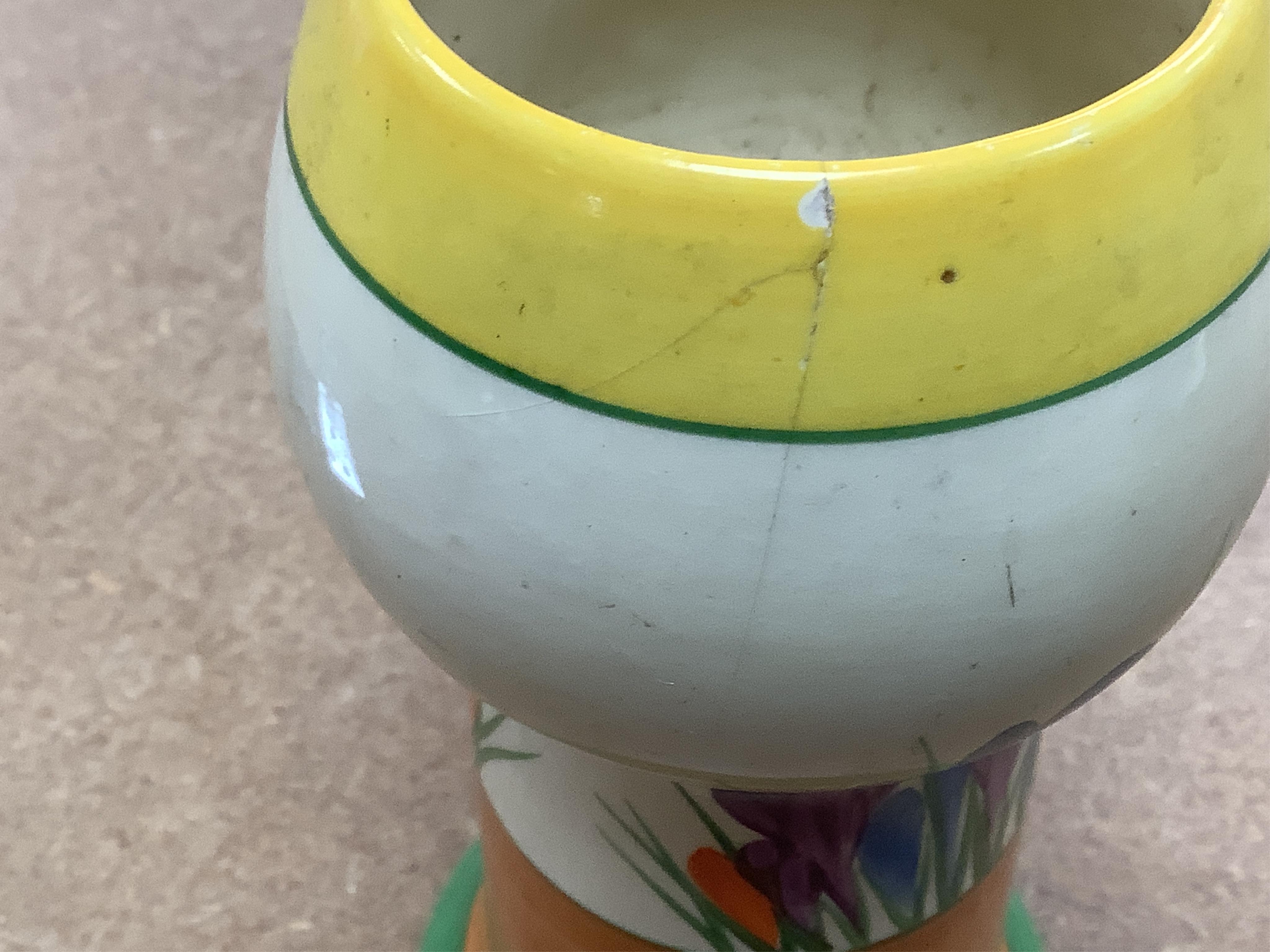 Two Clarice Cliff vases, Secrets and Crocus, Secrets 22cm